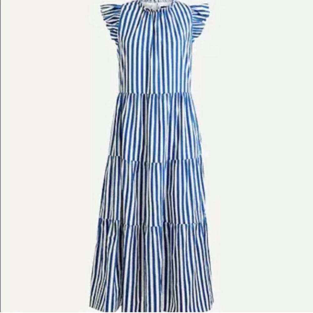 LIKE NEW J Crew Tiered Cotton Dobby dress in Cape stripe - I LOVE THIS DRESS!